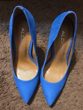 Aldo Cobalt Textured Pointed-Toe Pumps